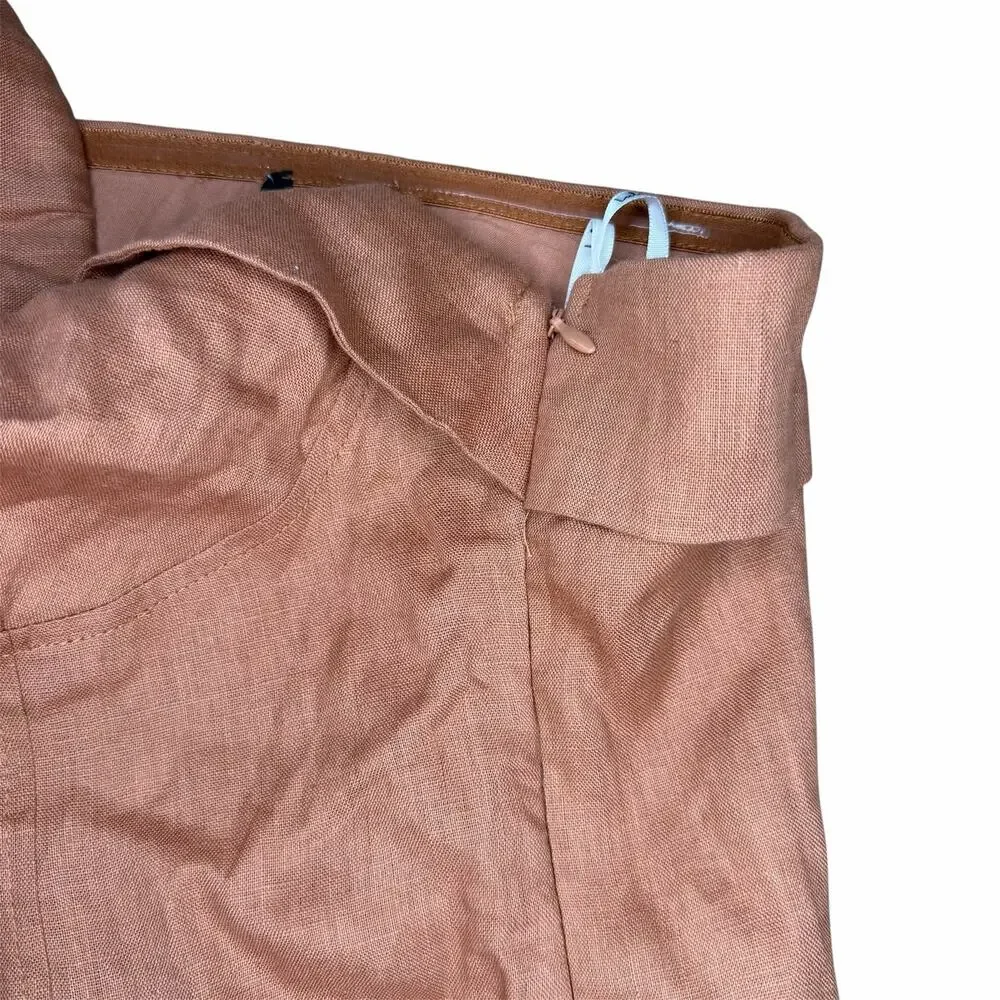 NWT Lulus Breezy Presence Terracotta Linen Strapless Bustier Bodysuit Size M